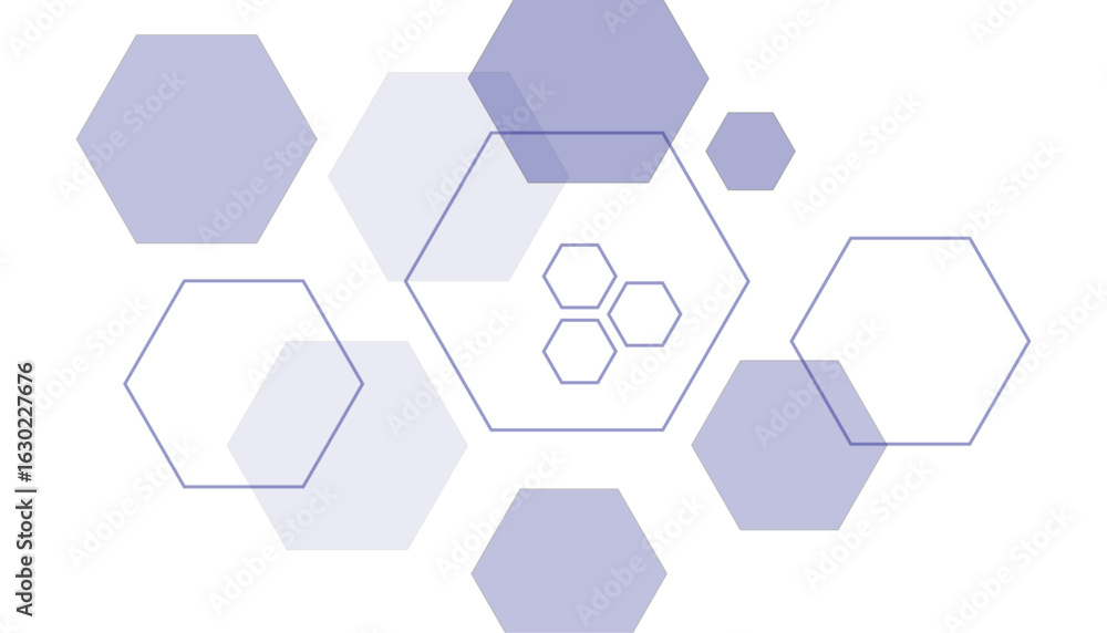 Poster white and blue technology hexagonal abstract background. abstract purpel hexagon or digital technolo