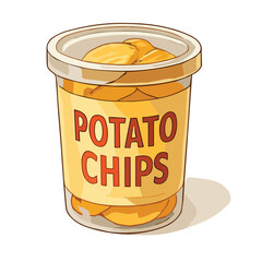 Transparent Cup Full of Potato Chips – Takeaway Snack Vector Graphic	