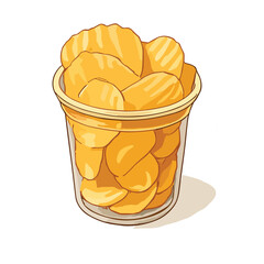 Potato Chips in Plastic Cup with Label – Crunchy Snack Vector Illustration	