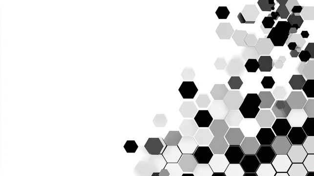 Abstract geometric pattern of hexagons in grayscale - Powered by Adobe