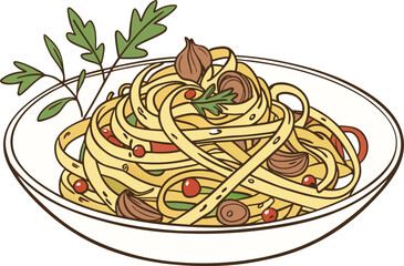 Italian Pasta Dish Illustration Set. Spaghetti and Lasagna Food Design. Tasty Pasta Meals Clipart Collection. Traditional Pasta Cuisine Art Set. Delicious Italian Food Plate Designs