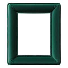 Plush padded velvet picture frame in a deep green hue featuring a clean sharp border ready to isolate transparent background