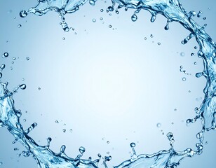 水色の背景の周りを水の飛沫であしらったフレーム