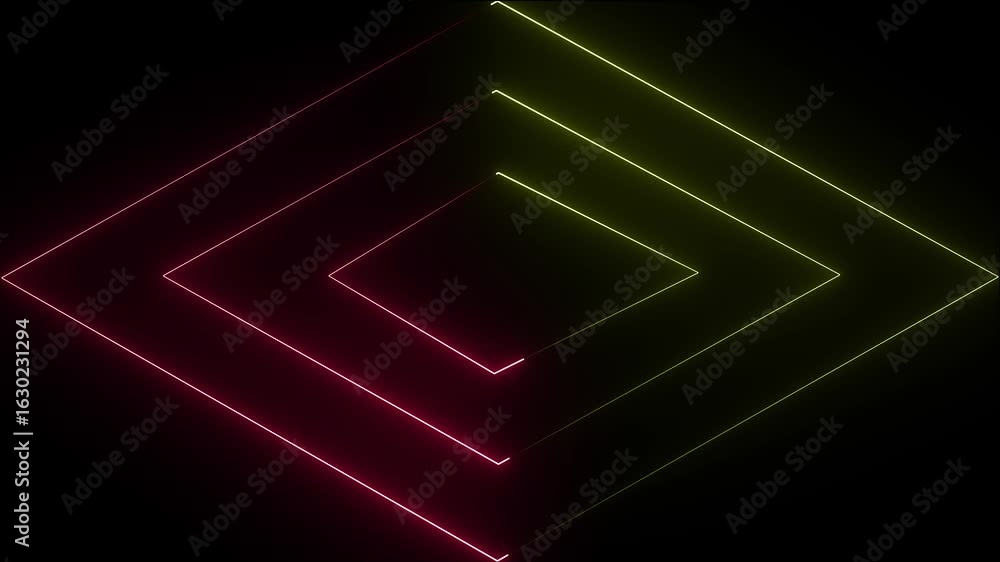 Fototapete glowing line frame web neon box pattern. animated neon glowing frame. empty neon box, empty neon fra
