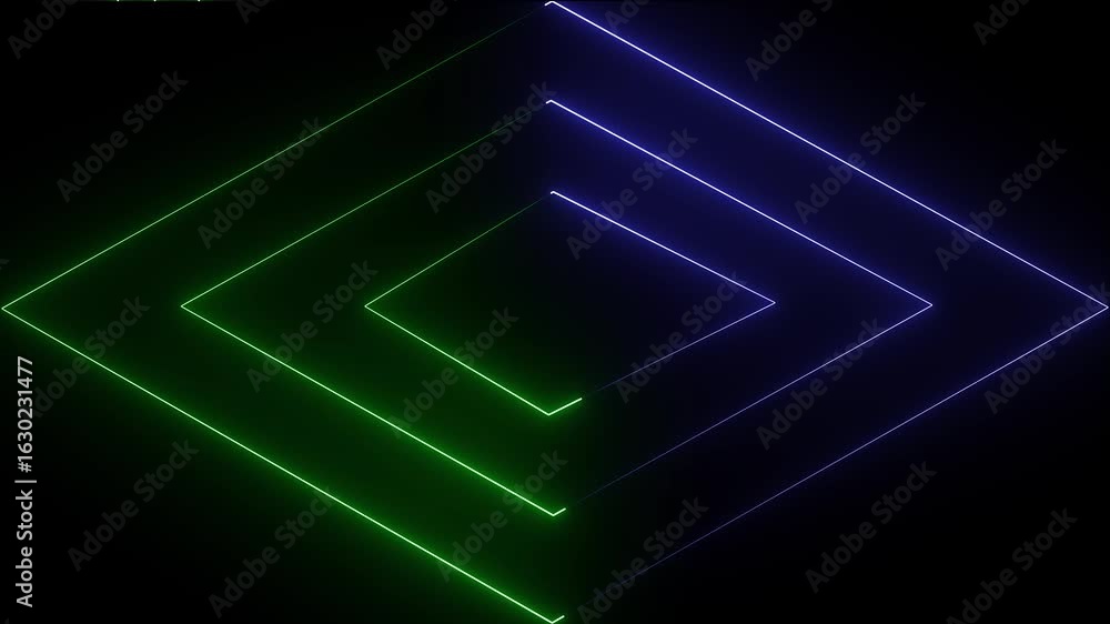 Fototapete glowing line frame web neon box pattern. animated neon glowing frame. empty neon box, empty neon fra