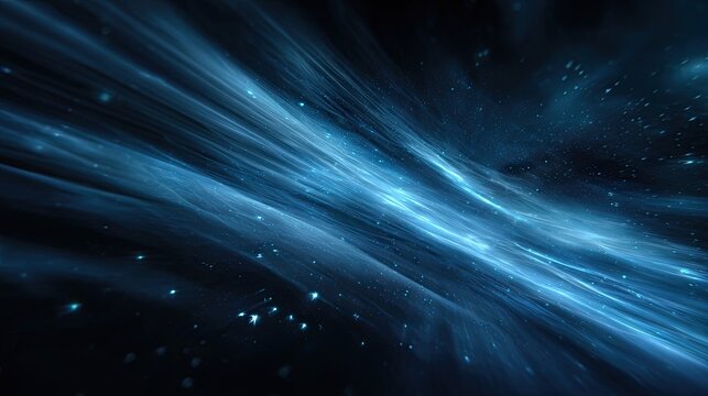Abstract cosmic swirl of blue streaks and starry dust - Powered by Adobe