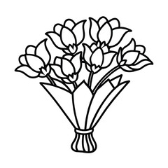 floral bouquet line art on white background
