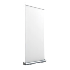 Blank white roll up banner stand display isolated on transparent background