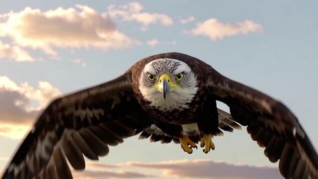 Primerísimo plano hiperdetallado de un águila en pleno vuelo