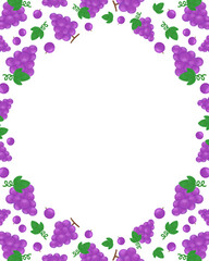 ぶどう 水彩 手描きグレープイラスト フルーツフレーム ポスター・Webデザイン・SNSに使える装飾イラスト素材