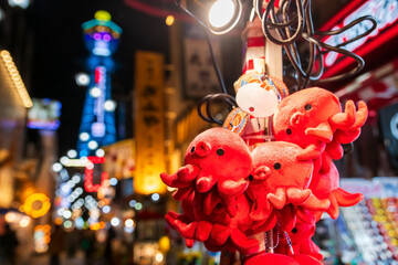Octopus doll keychain souvenir at store in Shinsekai Osakas New World