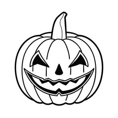 halloween pumpkin face with sharp knife on white background 