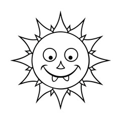 halloween sun illustration on white background