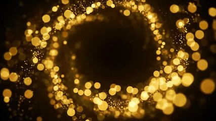 Golden bokeh lights swirl on a dark background, creating a vortex - Powered by Adobe
