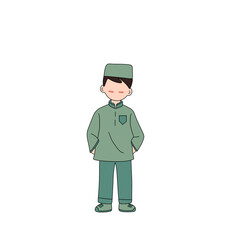 Muslim Boy Green Outfit illustration 