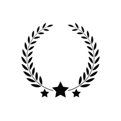 Fototapeta premium laurel wreath with three stars in the center, symbolizing achievement, award, or honor.