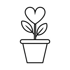 love plant in pot vector  icon on white background