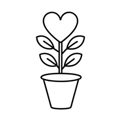 love plant in pot vector  icon on white background