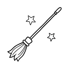 magic broomstick cartoon icon on white background