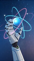 Robotic Hand Holding Digital Globe