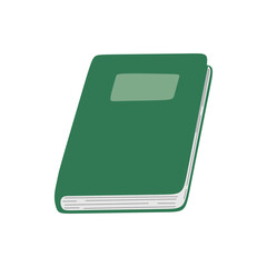 Closed book. Hand drawn textbook for education. Book hardcover isolated on white background. Study literature concept for college education. Colored flat vector illustration