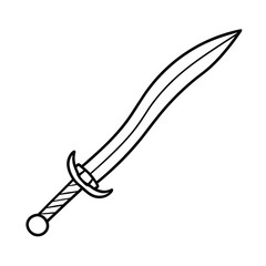 Obraz premium mythical curved sword outline on white background