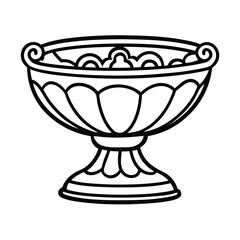 ornate pedestal bowl sketch on white background