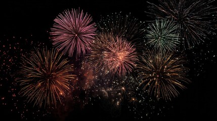 Celestial Fireworks: An explosion of vibrant colors lights up the night sky with a mesmerizing display of fireworks. Capturing the magic of celebration and joy.