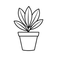 potted houseplant outline vector on white background 