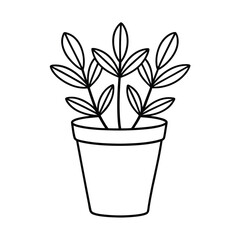 potted houseplant outline vector on white background 