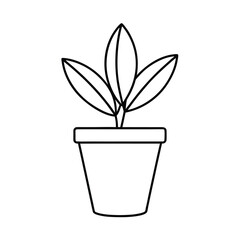potted houseplant outline vector on white background 
