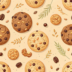 Homemade Chocolate Chip Cookie Seamless Pattern