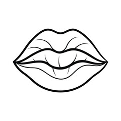 stylized kissing lips graphic on white background