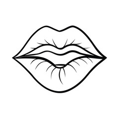stylized kissing lips graphic on white background