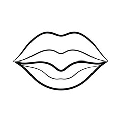 stylized kissing lips graphic on white background