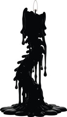Dripping black candle with a flickering flame, a symbol of darkness, mystery