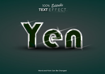 Yen Text Effect 3D Metallic Style