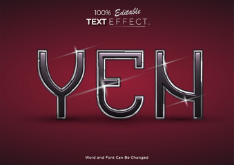 YEN Text Effect with Shiny Metallic Finish