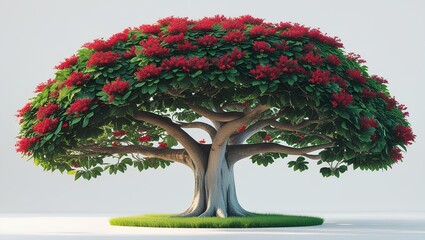 Beautiful Flowering Tree with Red Blossoms – Ornamental Garden Plant

