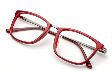 Stylish red eyeglasses isolated on white background