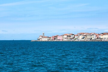 Seaside View of Piran, Slovenia, with Colorful Coastal architecture