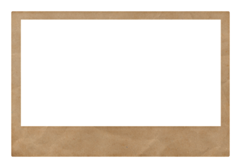 vintage used rectangle polaroid frame template on transparent background, extracted, png file