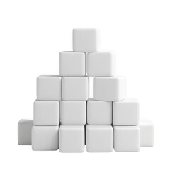 Pyramid of sugar cubes isolated on transparent background