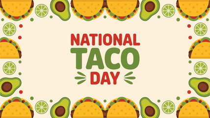 Vector illustration of Celebrate National Taco Day: Delicious Tacos, Avocado, and Lime Graphic