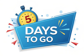 Countdown Notification Five Days Remaining Promotion Announcement Blue Geometric Shape with Timer Background