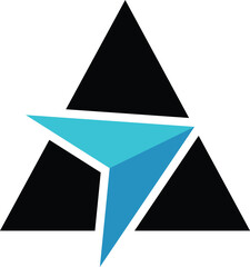 Abstract vector illustration of a 3D glass pyramid with a black and white triangle background