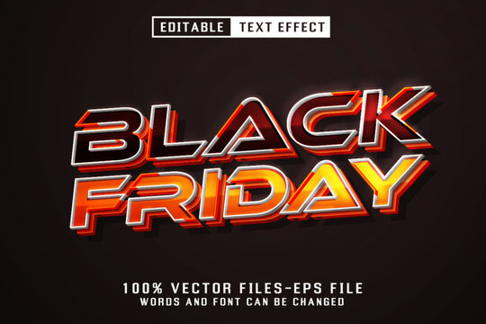 black friday 3d editable text effect premium vector