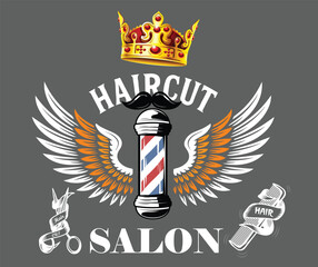 Modern vector design for saloon wall stickers featuring barber tools, scissors, beard, hair icons, and stylish elements. Perfect for barbershop decor, branding, posters, or salon interiors.