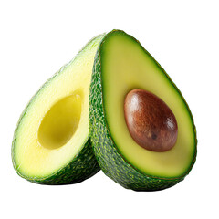 Fresh avocado halves isolated on transparent background