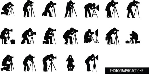 Diverse photographer silhouettes capturing moments professionally